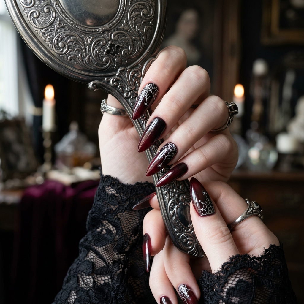 Haunting Chic Dark Gothic Nail Art