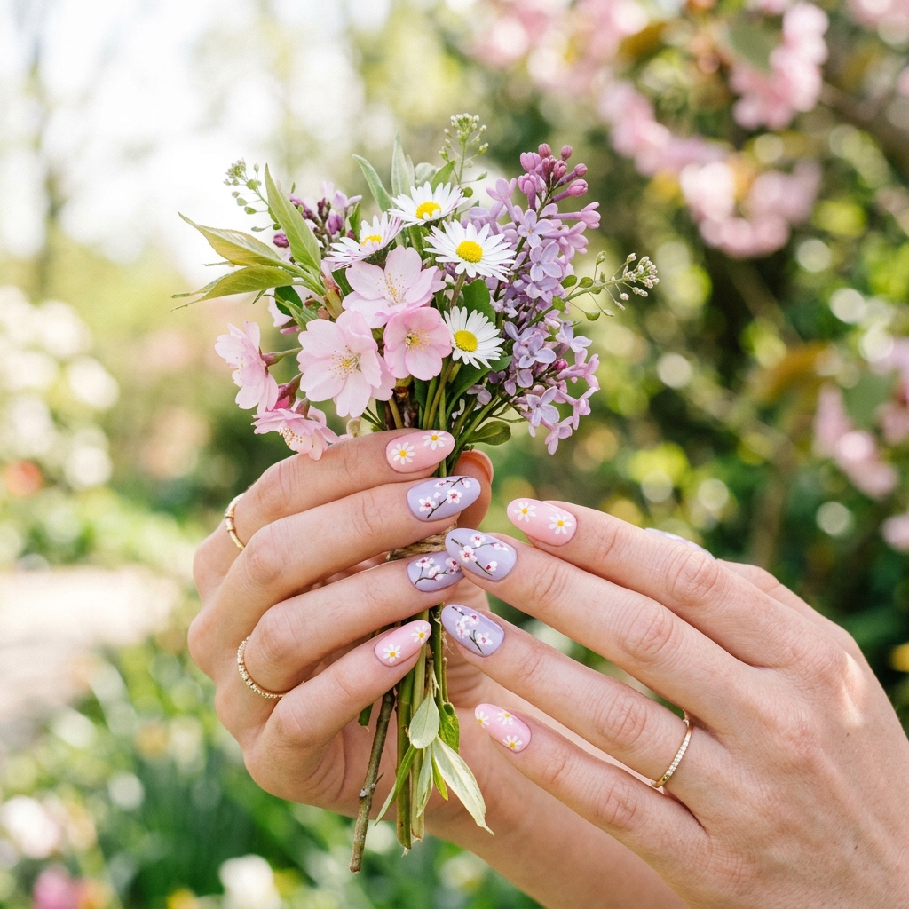 Spring Season Floral Nail Art