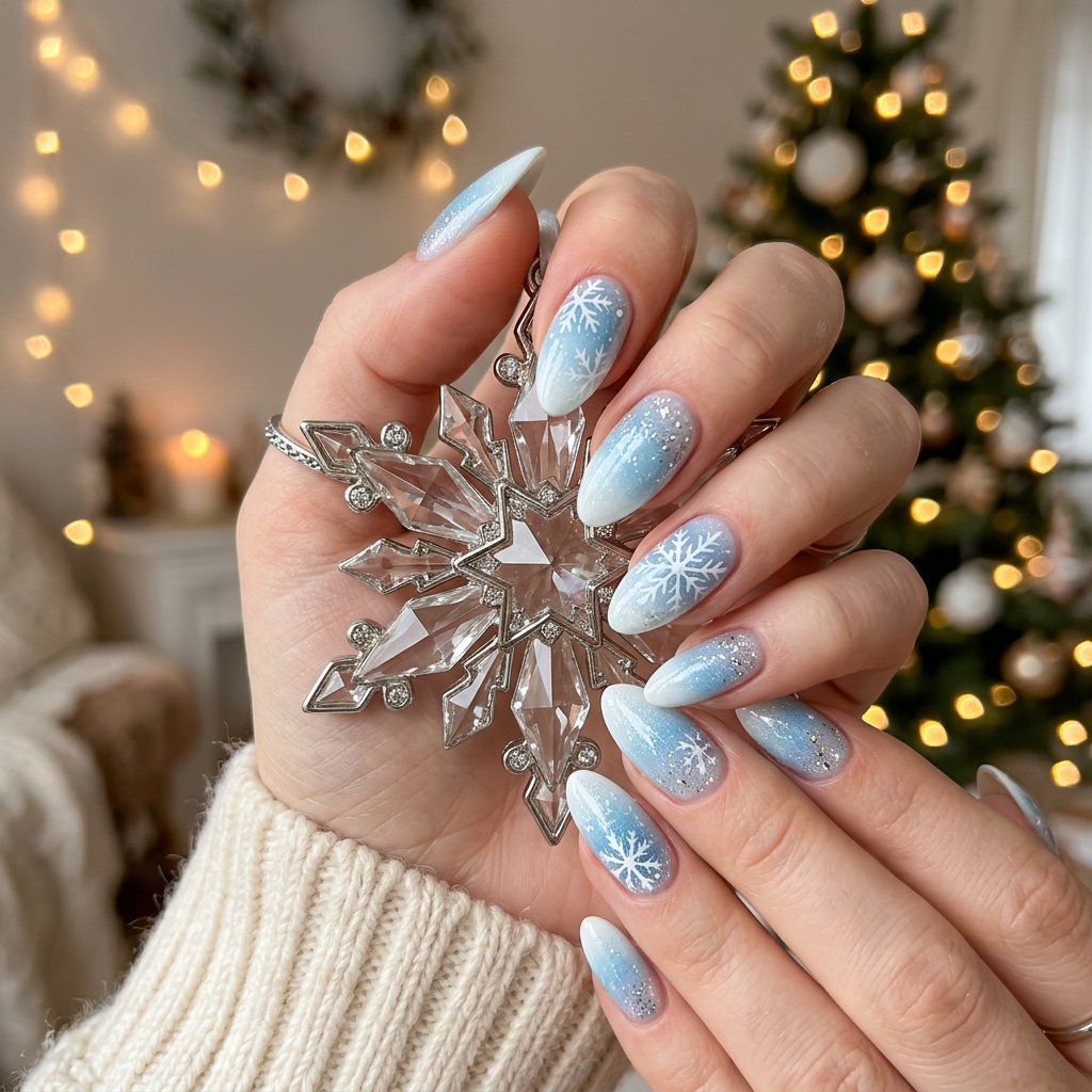 Winter Season Snowflake Nail Art